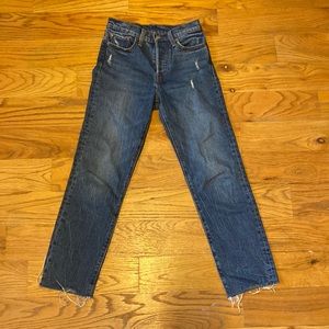 Levi’s Distressed Medium Wash Straight Leg Jeans in Size 24